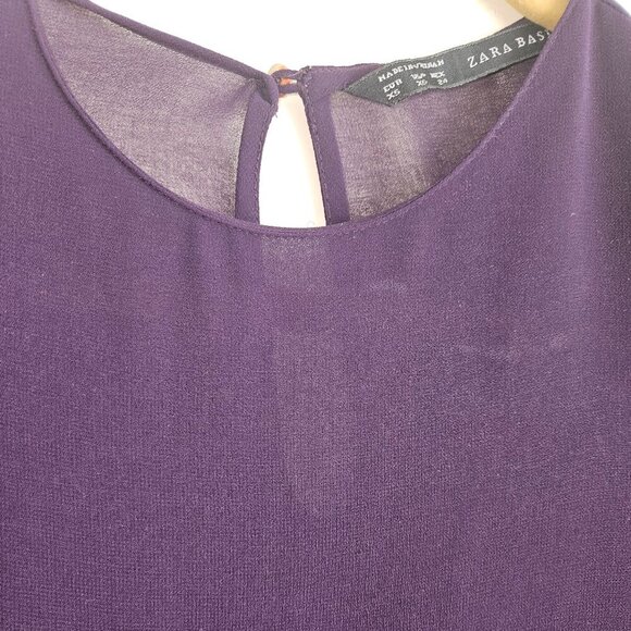 ZARA Baby Doll Gawzy Whimsigoth Fairy Purple Sheer Shirt Peplum Long Sleeve XS - Picture 3 of 4